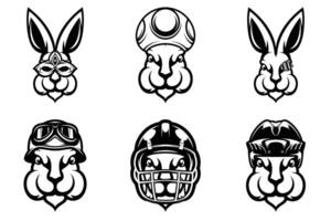 Rabbit Mascot Design Bundle Outline Version vector
