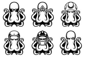 Octopus Mascot Design Bundle Outline Version vector
