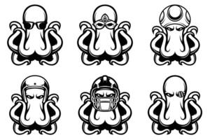 Octopus Mascot Design Bundle Outline Version vector