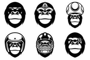 Gorilla Mascot Design Bundle Outline Version vector