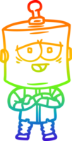 rainbow gradient line drawing of a cartoon robot png