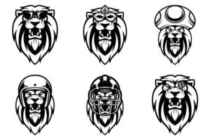 Lion Mascot Design Bundle Outline Version vector