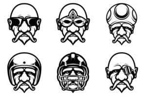 Old Man Mascot Design Bundle Outline Version vector