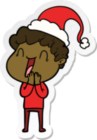 mano dibujado pegatina dibujos animados de un contento hombre vistiendo Papa Noel sombrero png