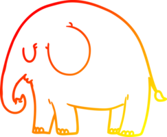 warm gradient line drawing of a cartoon elephant png