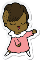 sticker of a happy cartoon girl png