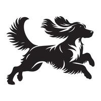 illustration of A Springer Spaniel running expression in black and white vector