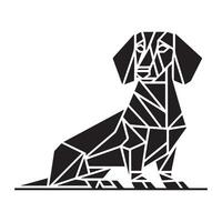 Polygonal Dog Outline - Geometric Dachshund Dog illustration in black and white vector