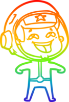 rainbow gradient line drawing of a cartoon laughing astronaut png