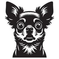 An Anxious Chihuahua dog face illustration in black and white vector