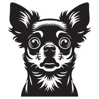 An Anxious Chihuahua dog face illustration in black and white vector