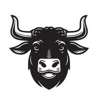 Bull Logo - A romantic Cattle face illustration in black and white vector