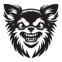 An Angry Chihuahua dog face illustration in black and white vector