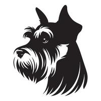 illustration of a Thoughtful Schnauzer dog face in black and white vector