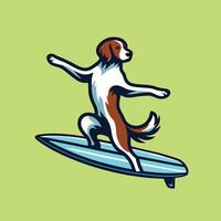 Dog playing surfboards - Brittany Dog Surfing illustration vector