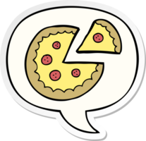 tekenfilm pizza met toespraak bubbel sticker png