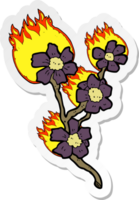 sticker of a cartoon burning flowers png