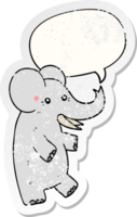 dibujos animados elefante con habla burbuja afligido afligido antiguo pegatina png