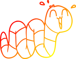 warm gradient line drawing of a cartoon nervous worm png