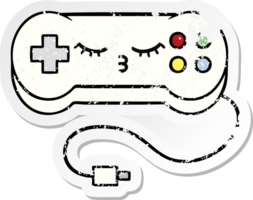 verontruste sticker van een schattige cartoon-gamecontroller png