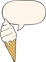 cartoon ice cream with speech bubble in comic book style png