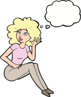 cartoon woman listening with thought bubble png