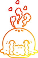 warm gradient line drawing of a cartoon crying pie png