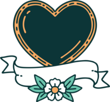 imagen icónica de estilo tatuaje de un corazón y una pancarta png