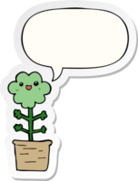 cartoon flower with speech bubble sticker png