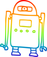 rainbow gradient line drawing of a cartoon robot png