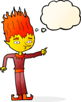 Feuergeist-Cartoon mit Gedankenblase png