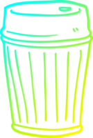 cold gradient line drawing of a cartoon coffee cup png