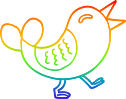 rainbow gradient line drawing of a cartoon bluebird png