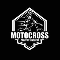 motor cross and badge with black background vector