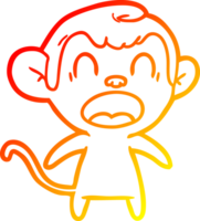 warm gradient line drawing of a shouting cartoon monkey png