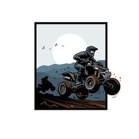 atv racer on the mountain vector