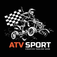 atv sport with flag with black background vector