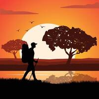 adventure and sunset illustration vector