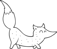 hand drawn black and white cartoon little wolf png