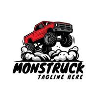 cartoon truck on smoke suit for t shirt vector