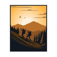 adventure on top mountain vector