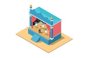 Isometric Illustration of a Music Event stage, 3d Concept Isometric View of Concert Party Background and Stage Landscape. vector