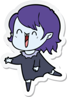 sticker of a cute cartoon happy vampire girl png