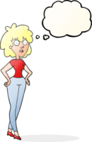 hand drawn thought bubble cartoon surprised woman png