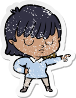 distressed sticker of a cartoon woman png