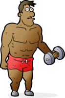 cartoon man lifting weights png