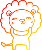 warm gradient line drawing of a cartoon lion png