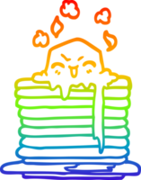 rainbow gradient line drawing of a cartoon butter melting on pancakes png