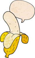 cartoon banana with speech bubble in retro texture style png