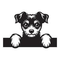 Dog Peeking - Toy Fox Terrier Dog Peeking face illustration in black and white vector